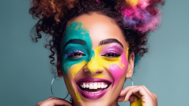 Femme avec un maquillage ludique et amusant Image IA générative