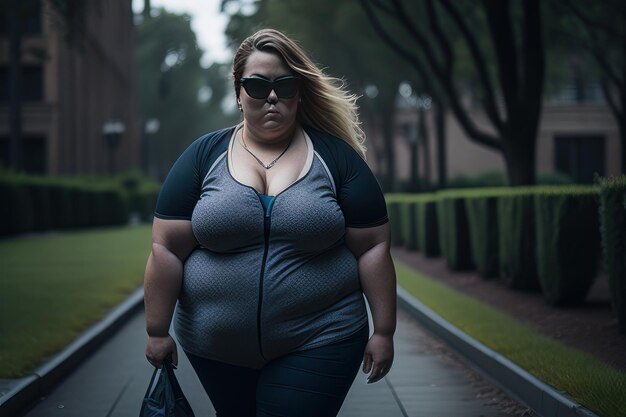 Femme marchant dans le parc Generative AI