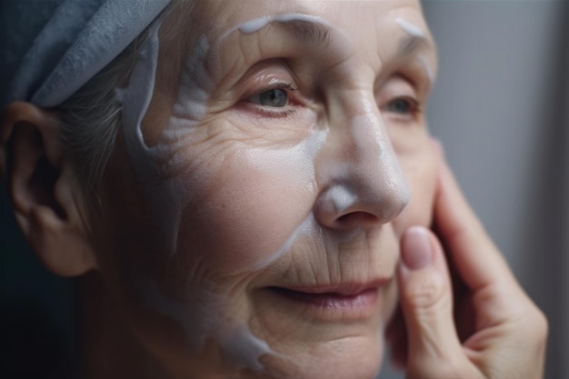 Une femme avec un masque sur son visage