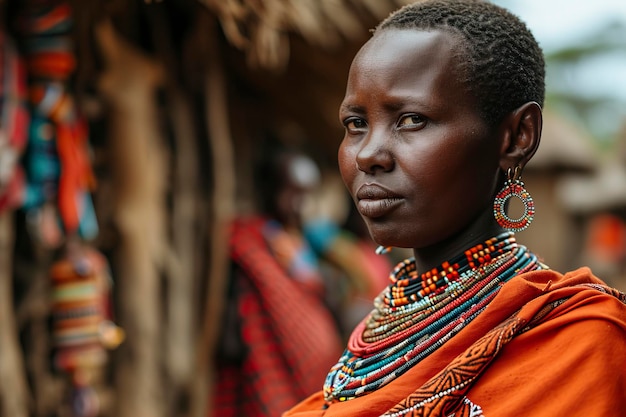 Une femme Massai dans son village