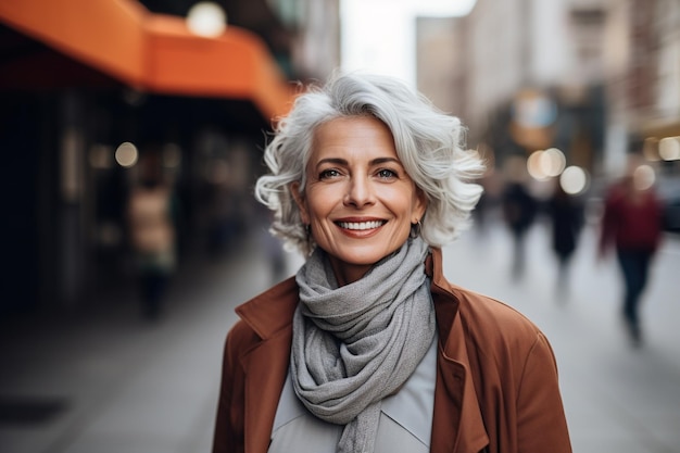 Une femme mature et attrayante en ville.