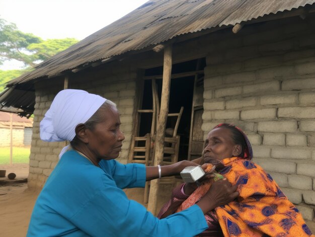 Photo une femme médecin examine soigneusement un patient dans son bureau