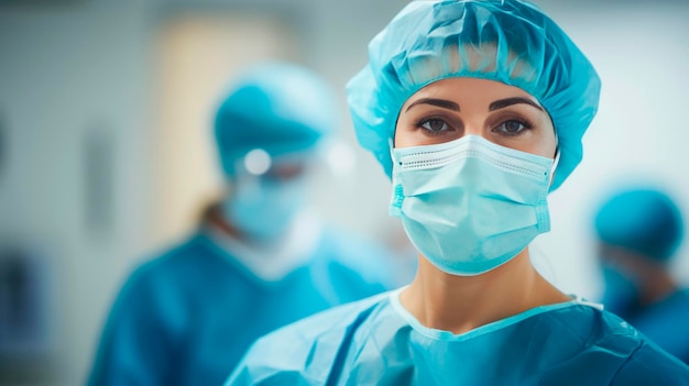 Une femme médecin porte un masque