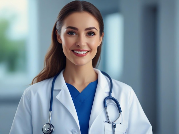 une femme médecin avec un stéthoscope sur son cou