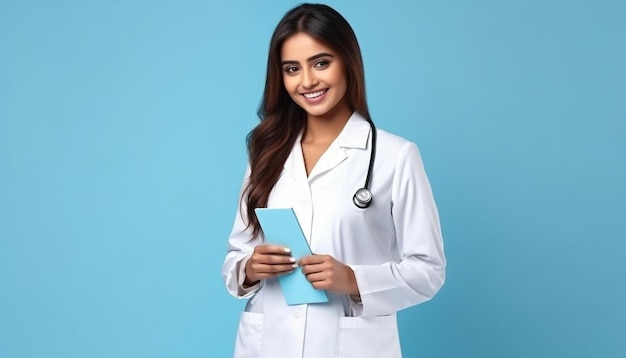 Photo une femme médecin avec un stéthoscope sur son cou