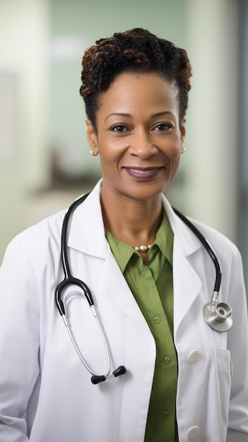 une femme médecin avec un stéthoscope sur son cou