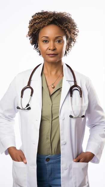 une femme médecin avec un stéthoscope sur son cou