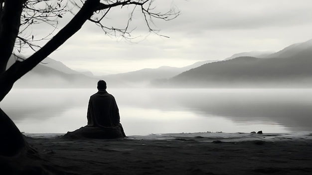 Une femme de méditation.