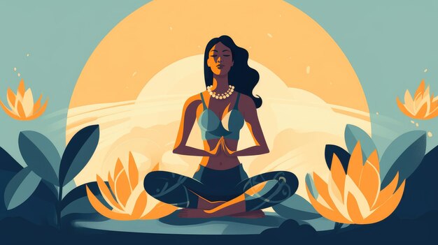 Photo une femme médite dans la nature et entre en transe illustration conceptuelle pour la méditation du yoga, la relaxation, le mode de vie sain, l'ia générative