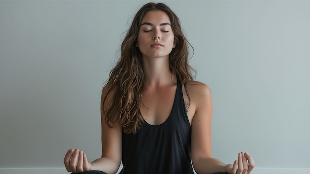 Une femme médite dans une posture de yoga