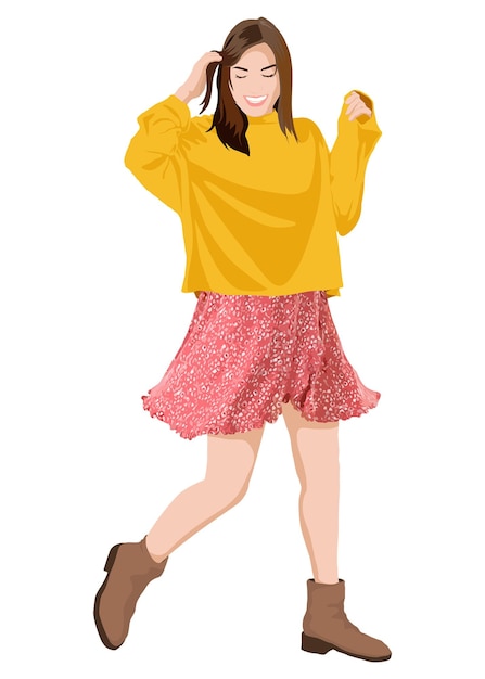 Une femme mignonne et heureuse illustration d'autocollant png fond transparent