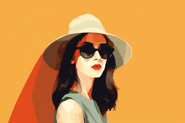 Femme moderne affiche portrait mode fille design créatif lunettes style illustration IA générative