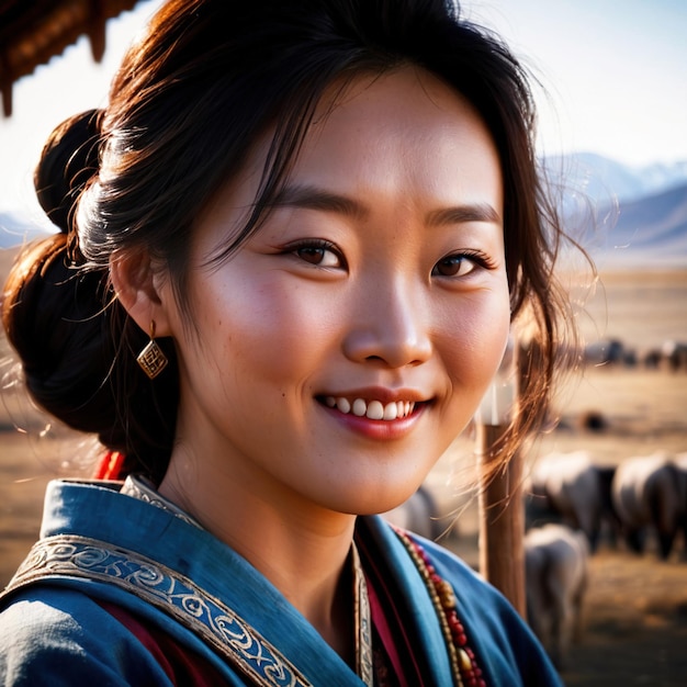 Femme mongole de Mongolie citoyen national typique