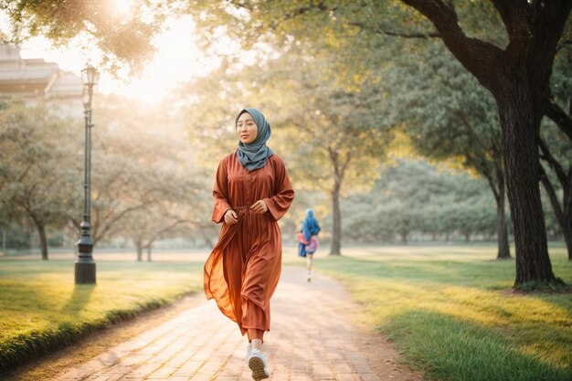 femme musulmane courant le matin