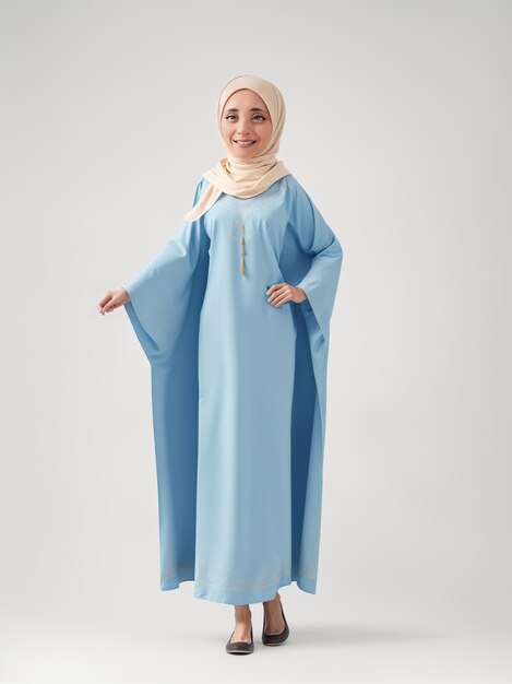 une femme musulmane dans une robe bleue