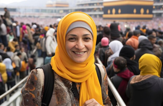 une femme musulmane souriant à la caméra