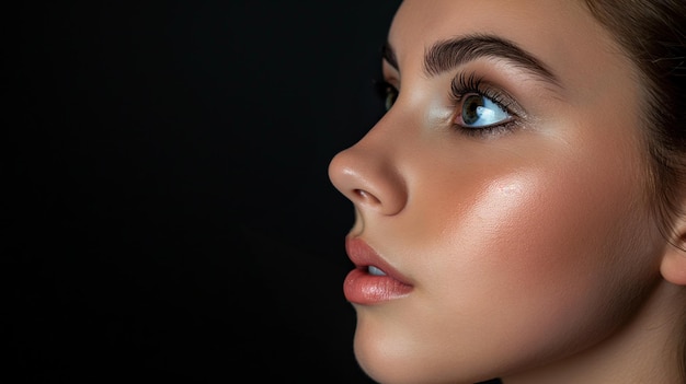 une femme avec un nez qui a un fond noir