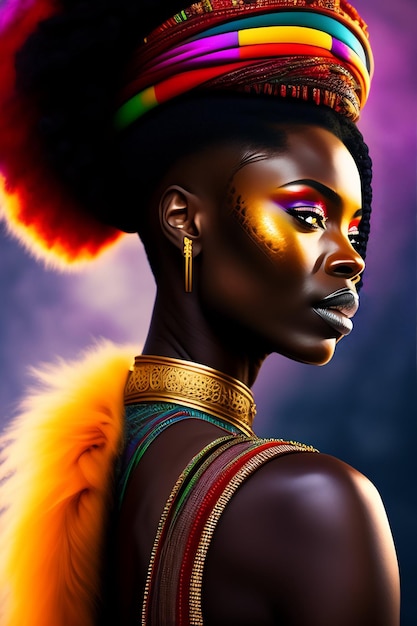 Une femme noire avec une coiffure colorée