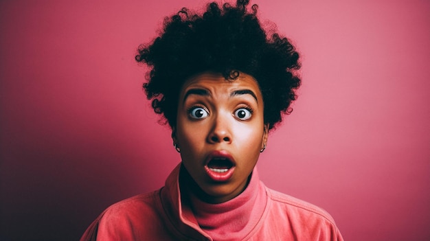 Photo une femme noire fait un regard choqué sur un fond bronzé