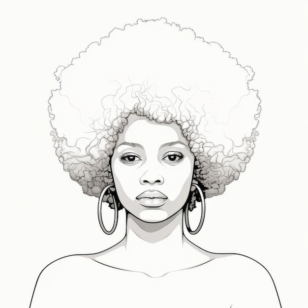 Une femme noire avec un gros afro une illustration vectorielle époustouflante