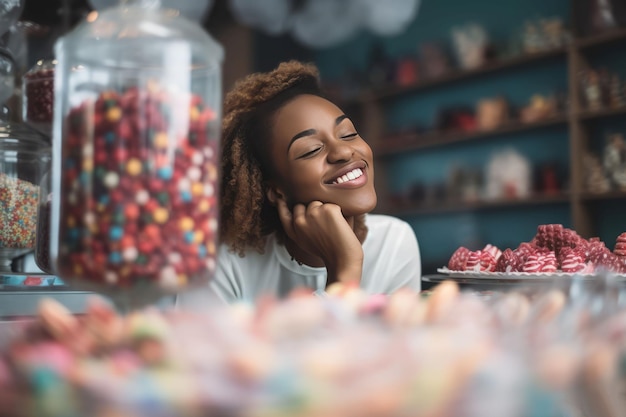 Femme noire magasin de bonbons Travail du personnel Générer Ai