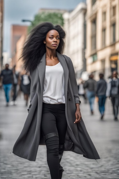 une femme noire s'éloignant de la foule illustration