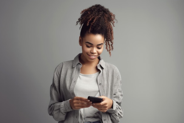 Femme noire avec smartphone