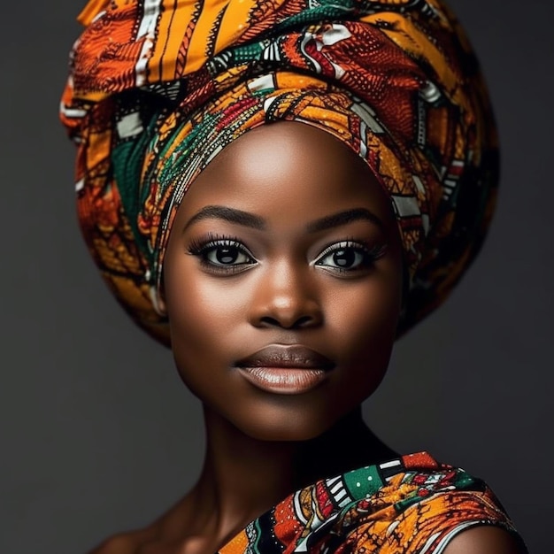 Femme noire avec un turban sur la tête