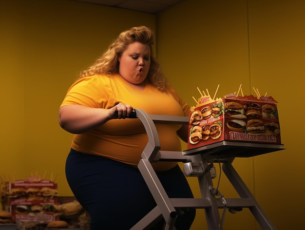 Une femme obèse faisant du sport générée par l'IA