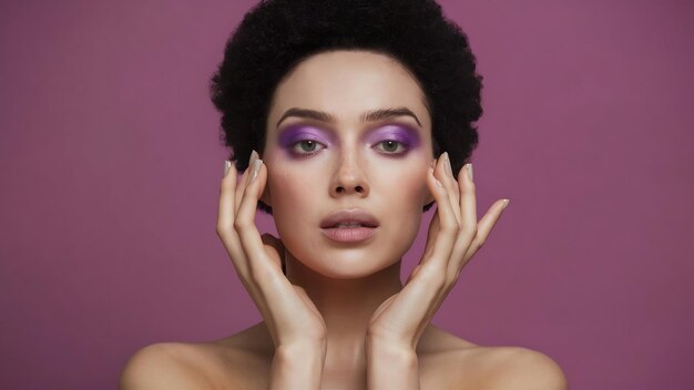 Photo une femme à l'ombre violette.