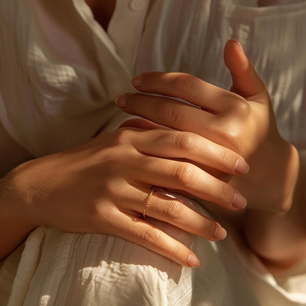 une femme avec des ongles peints tient une main qui dit cel