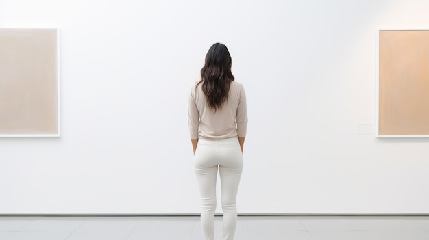 une femme en pantalon blanc