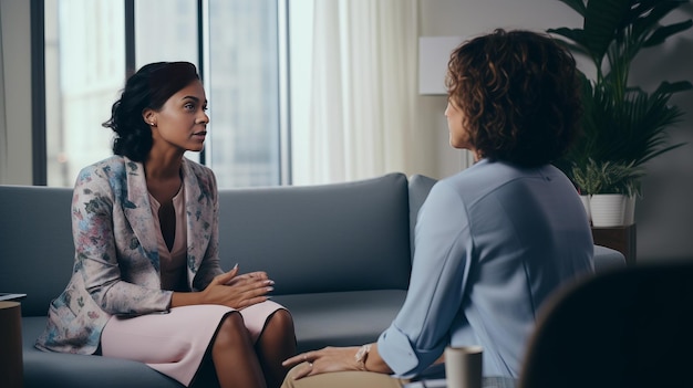 Femme parlant à un thérapeute généré par l'IA