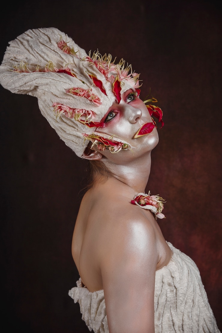 Photo femme peinte avec une coiffure fantastique