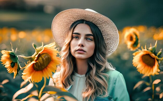 Femme en photo avec des fleurs