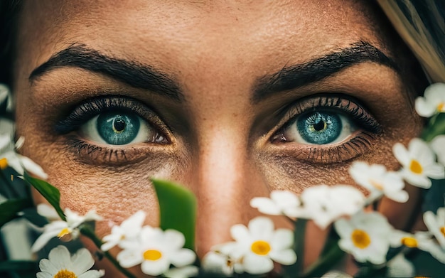 Photo femme en photo avec des fleurs