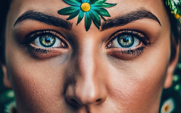 Photo femme en photo avec des fleurs