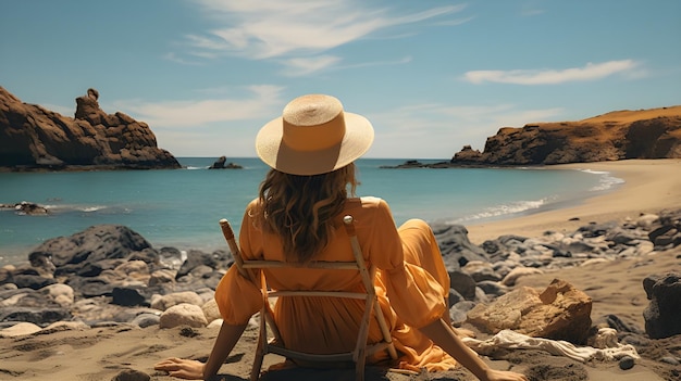 Photo femme sur la plage ia générative