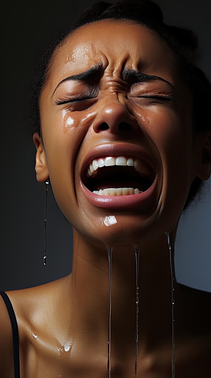 Photo une femme pleurant avec des larmes sur le visage