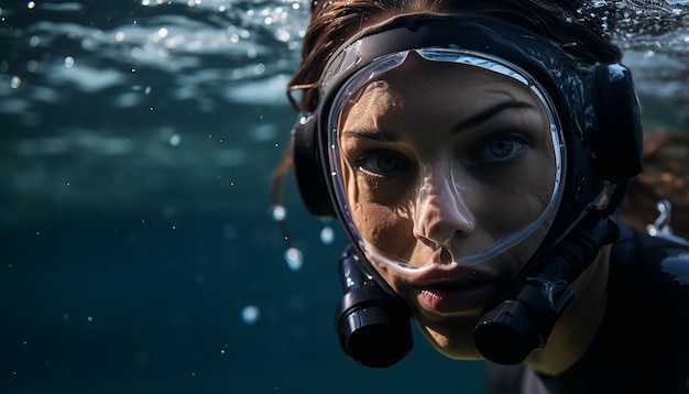 Photo femme de plongée sous-marine