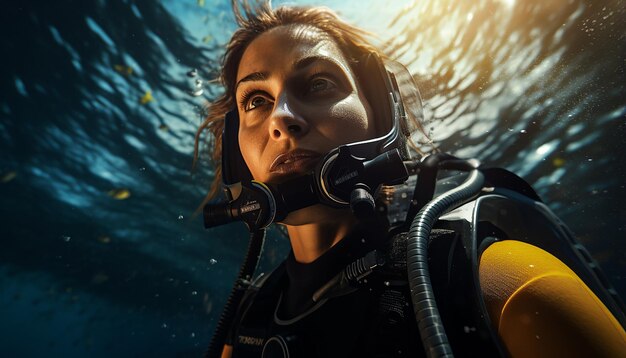 Photo femme de plongée sous-marine