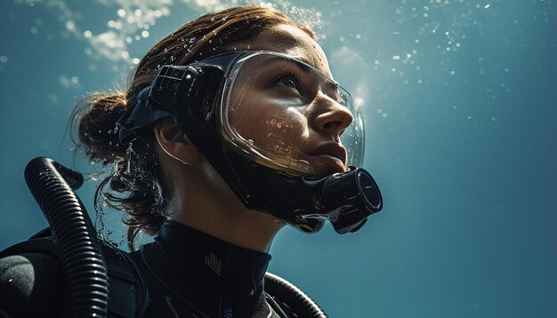 Photo femme de plongée sous-marine