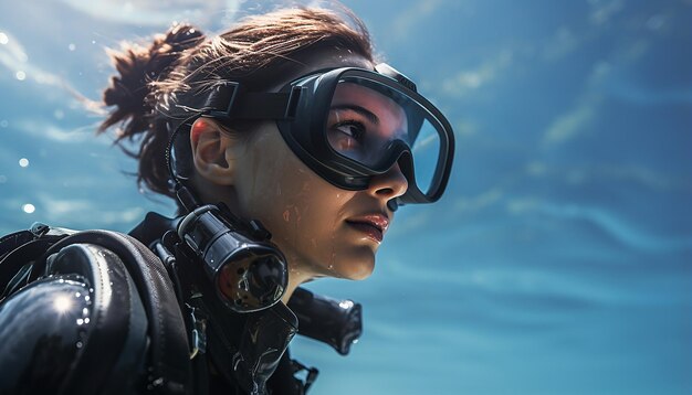 Photo femme de plongée sous-marine