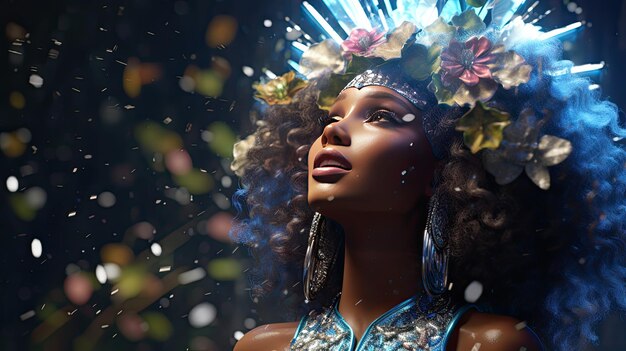 Une femme portant une belle couronne de fleurs