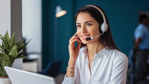 Une femme portant un casque au bureau pourrait être réceptionniste.