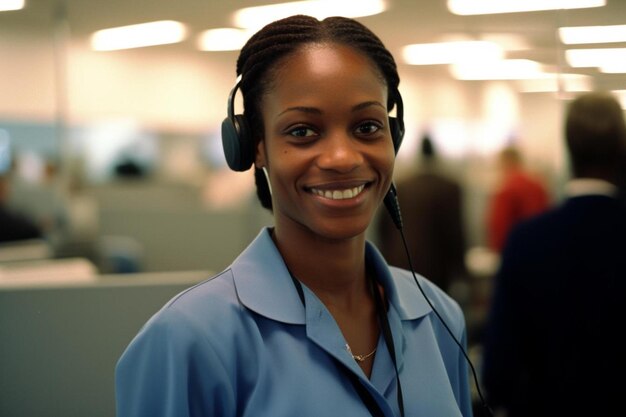 Photo une femme portant un casque dans un bureau