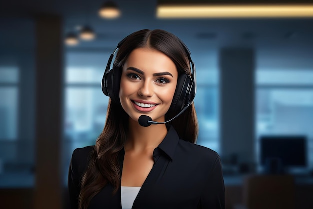 Une femme portant un casque dans un bureau