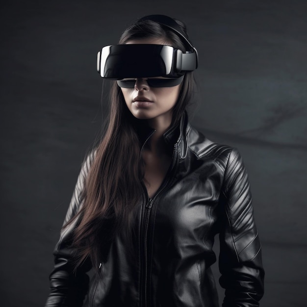 Une femme portant un casque de réalité virtuelle illustration générée par Ai