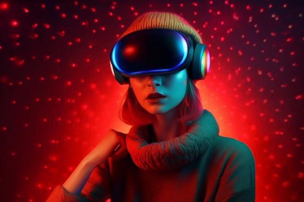 Une femme portant un casque de réalité virtuelle