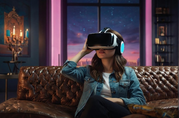 Une femme portant un casque VR